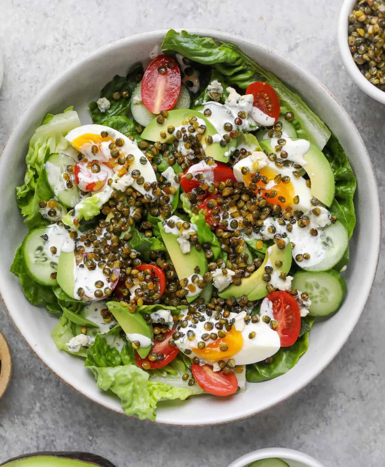 Vegetarian Cobb Salad With Crispy Lentils